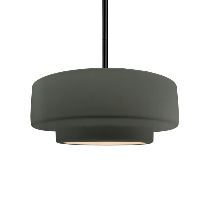 Justice Designs CER-6543-PWGN-MBLK-RIGID One Light Pendant, Pewter Green