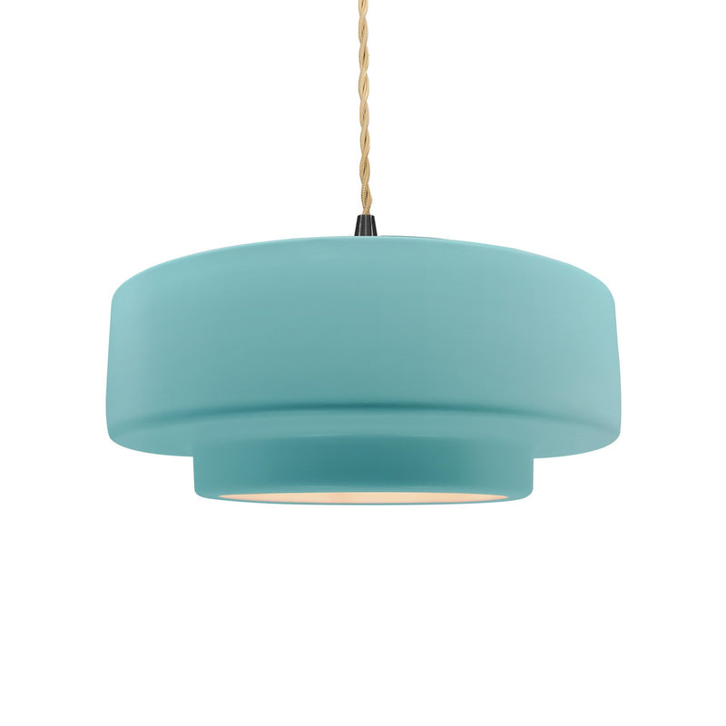 Justice Designs CER-6543-RFPL-MBLK-BEIG-TWST One Light Pendant, Reflecting Pool
