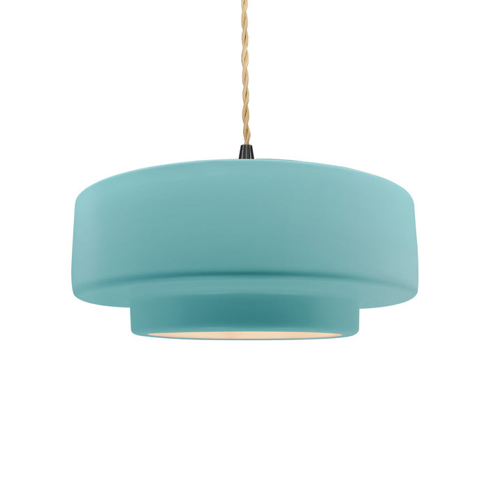 Justice Designs CER-6543-RFPL-MBLK-BEIG-TWST One Light Pendant, Reflecting Pool