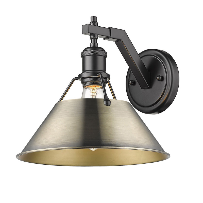 Golden 3306-1W BLK-BLK One Light Wall Sconce, Matte Black
