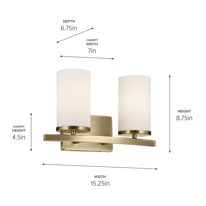 Kichler 45496NBR Two Light Bath, Natural Brass