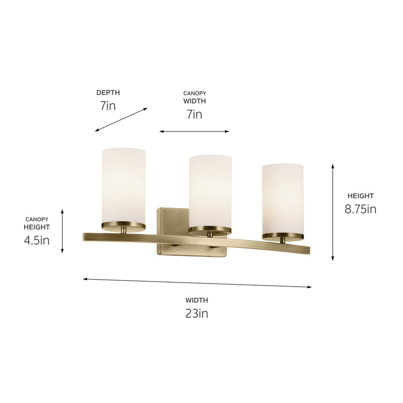 Kichler 45497NBR Three Light Bath, Natural Brass