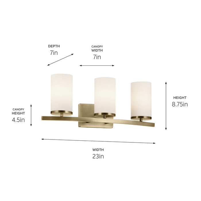 Kichler 45497NBR Three Light Bath, Natural Brass