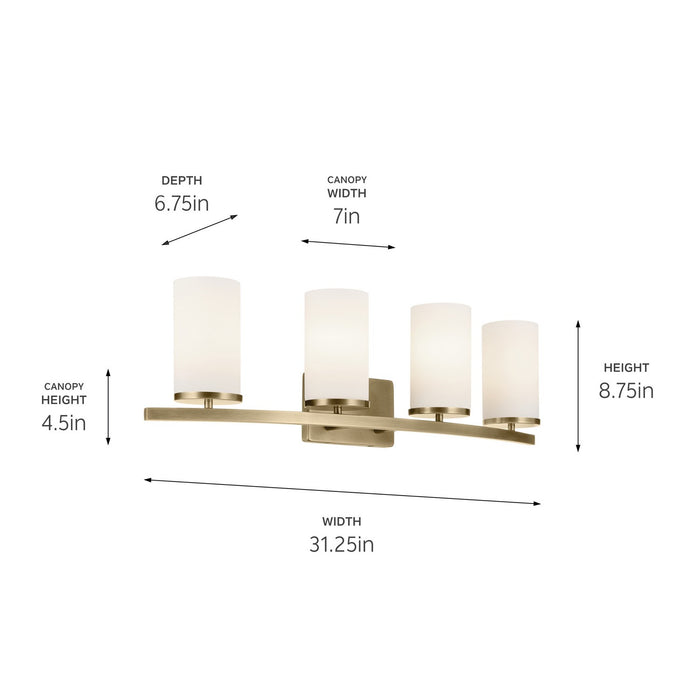 Kichler 45498NBR Four Light Bath, Natural Brass