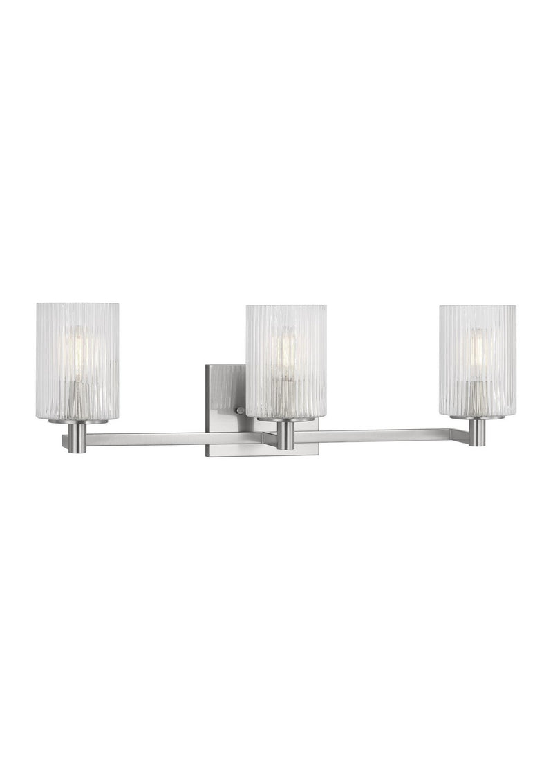 Generation Lighting GLV1043BS Three Light Wall / Bath, Brushed Steel