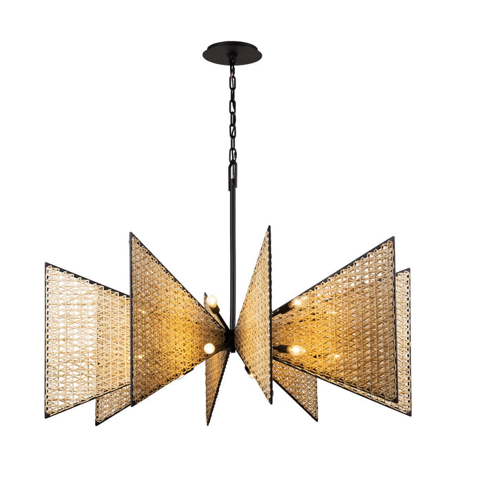 Varaluz 379C16MBS 16 Light Chandelier, Matte Black/Sulihiya