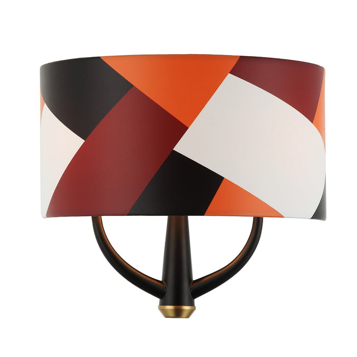Varaluz 501W02BLSB Two Light Wall Sconce, Black/Satin Brass/Patchwork