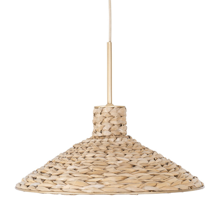 Varaluz 502P01MFGN One Light Pendant, French Gold/Natural Seagrass