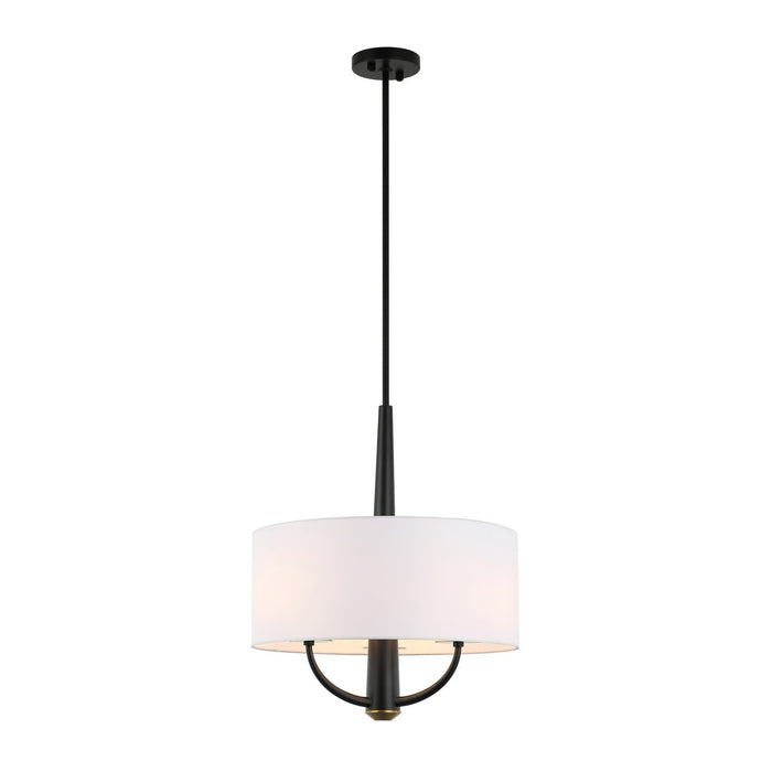 Varaluz 503P03BLSB Three Light Pendant, Black/Satin Brass