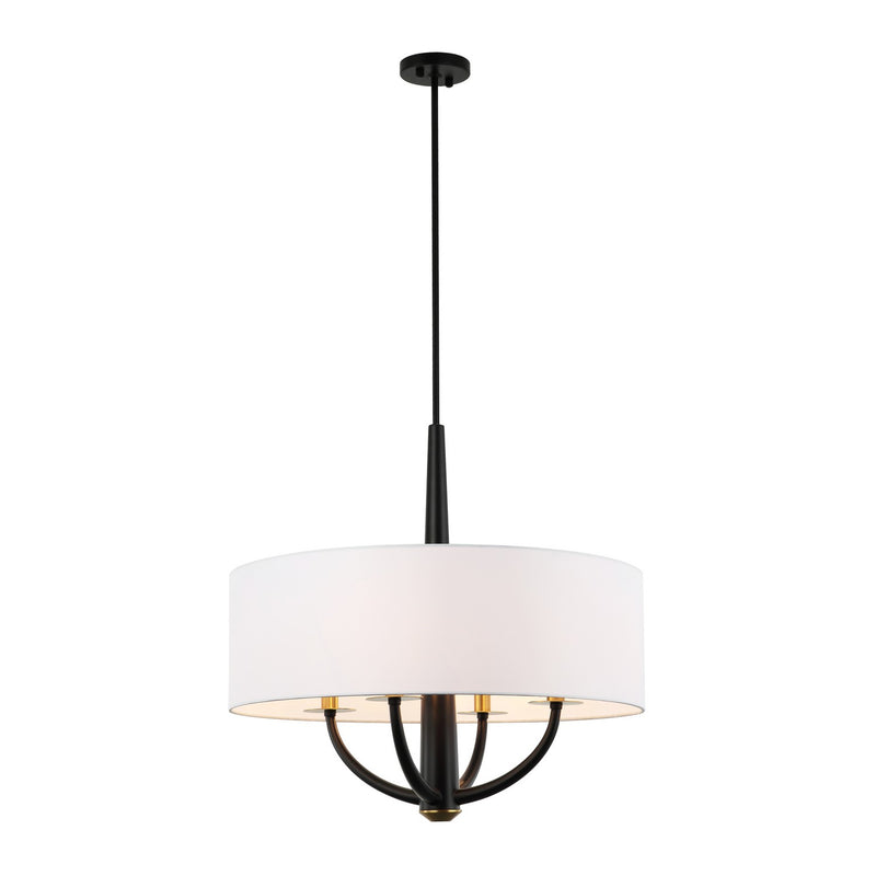 Varaluz 503P04BLSB Four Light Pendant, Black/Satin Brass