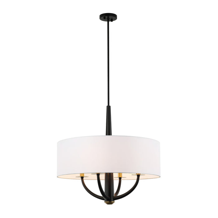 Varaluz 503P04BLSB Four Light Pendant, Black/Satin Brass