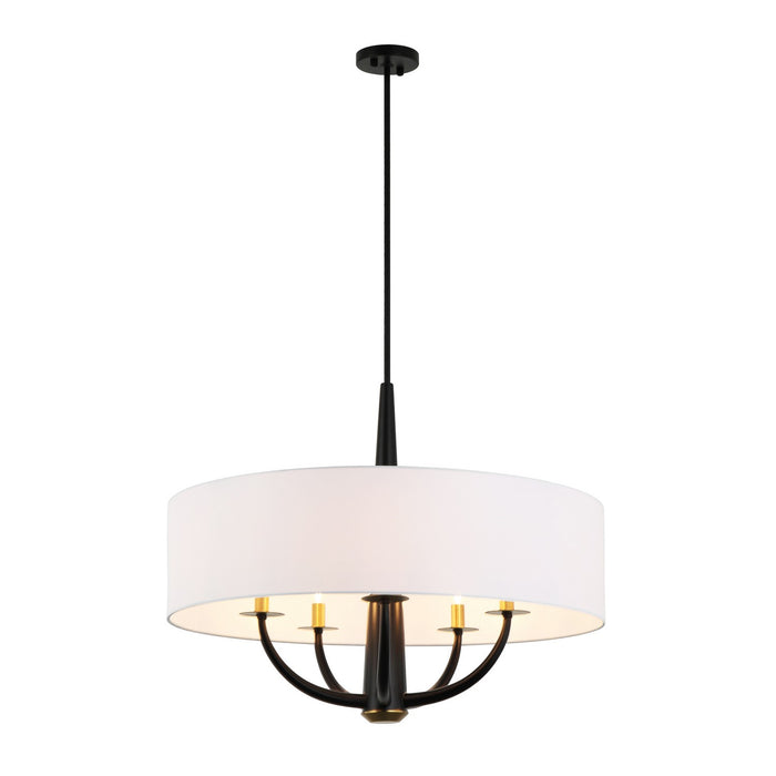 Varaluz 503P05BLSB Five Light Pendant, Black/Satin Brass