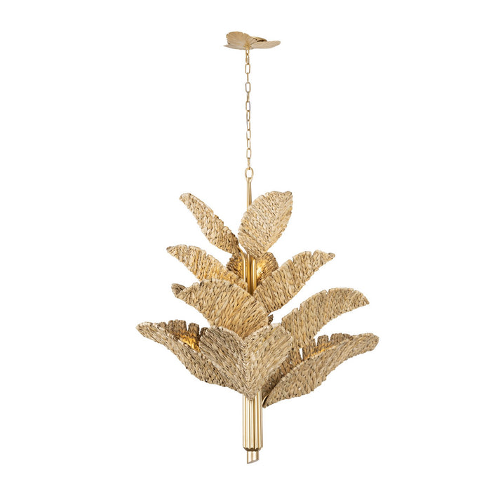 Varaluz 901C12FGN 12 Light Chandelier, French Gold/Natural Seagrass