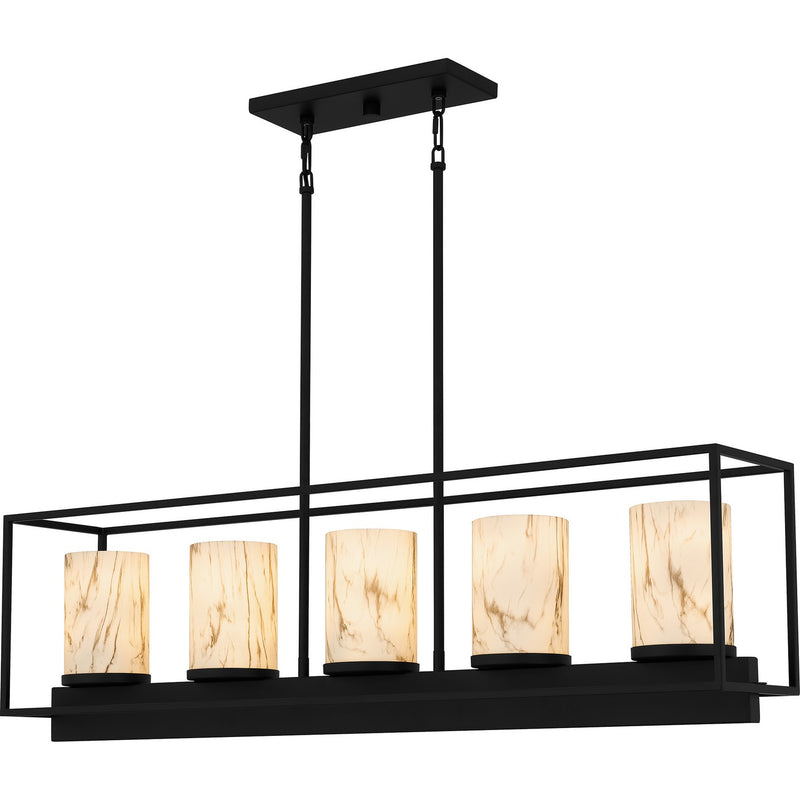 Quoizel BET542MBK Five Light Linear Chandelier, Matte Black