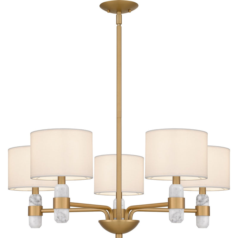 Quoizel KMB5030BWS Five Light Chandelier, Brushed Weathered Brass