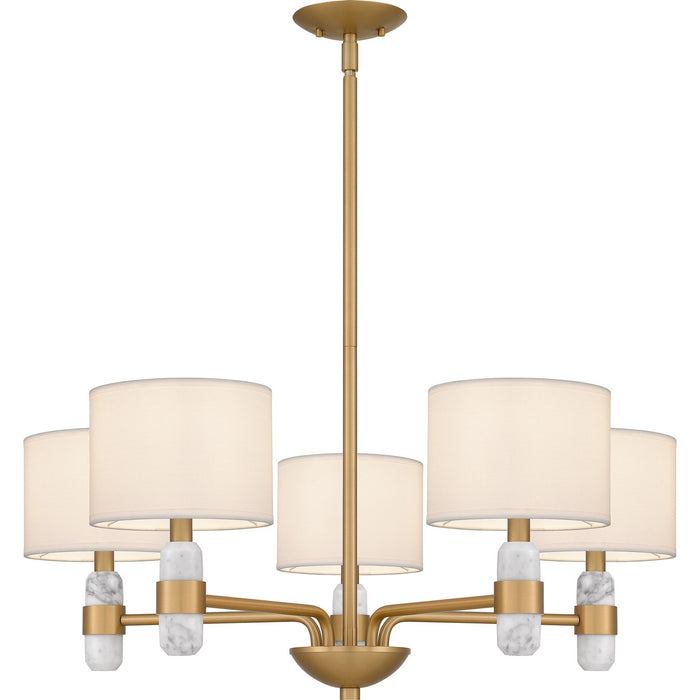Quoizel KMB5030BWS Five Light Chandelier, Brushed Weathered Brass