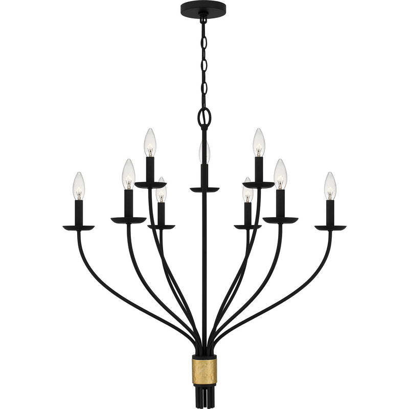 Quoizel MAG5032MBK Nine Light Chandelier, Matte Black