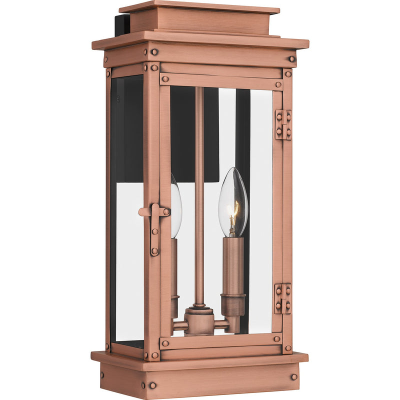 Quoizel NOE8407AC Two Light Outdoor Wall Mount, Aged Copper