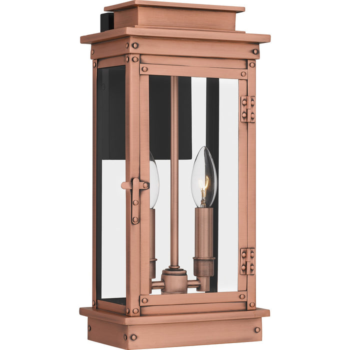 Quoizel NOE8407AC Two Light Outdoor Wall Mount, Aged Copper