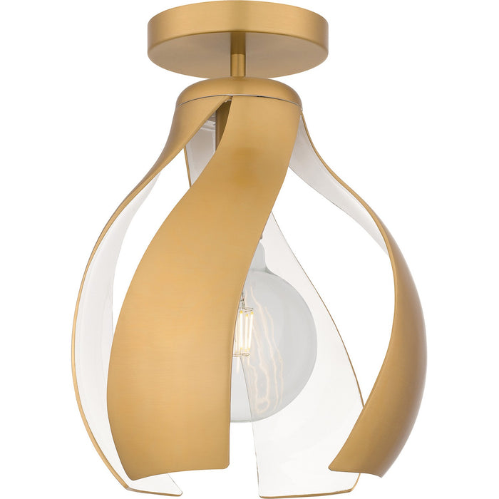 Quoizel QSF6739BWS One Light Semi Flush Mount, Brushed Weathered Brass