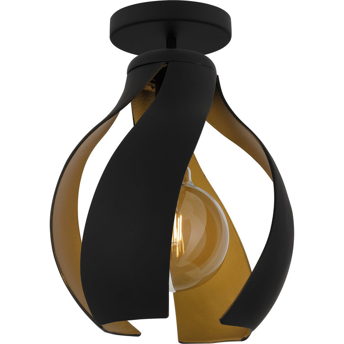 Quoizel QSF6739MBK One Light Semi Flush Mount, Matte Black
