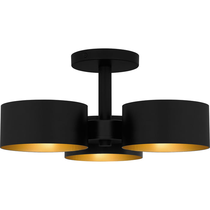 Quoizel QSF6745MBK Three Light Semi Flush Mount, Matte Black