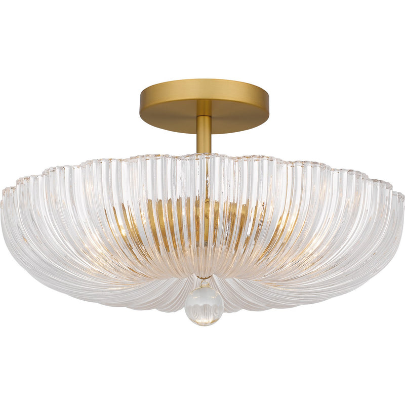 Quoizel QSF6748BRG Three Light Semi Flush Mount, Brushed Gold