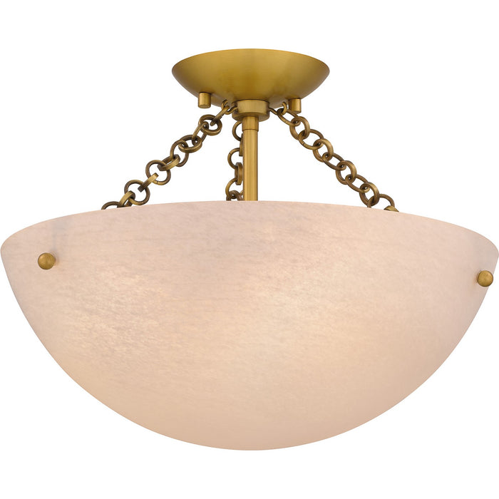 Quoizel QSF6751BRG Three Light Semi Flush Mount, Brushed Gold