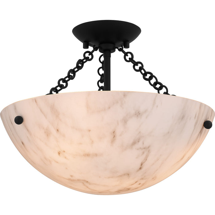 Quoizel QSF6751MBK Three Light Semi Flush Mount, Matte Black