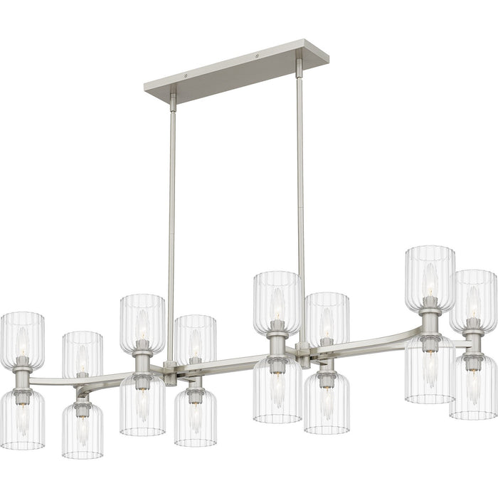 Quoizel RMD846BN Eight Light Linear Chandelier, Brushed Nickel