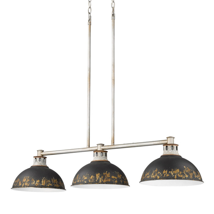 Golden 0865-3LP AGV-ABI Three Light Linear Pendant, Aged Galvanized Steel