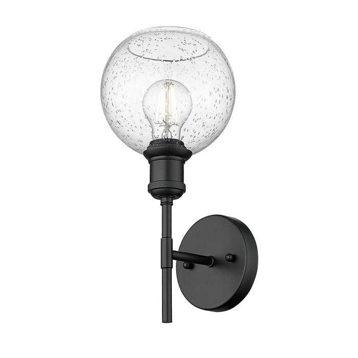 Golden 1945-1W BLK-GLOBE-SD One Light Wall Sconce, Matte Black