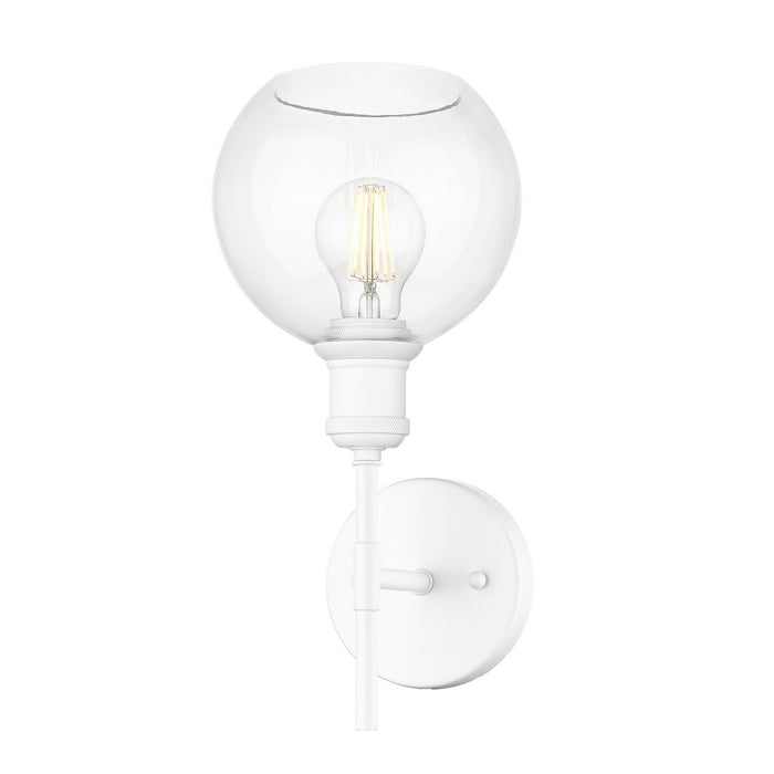 Golden 1945-1W WHT-GLOBE-CLR One Light Wall Sconce, Matte White