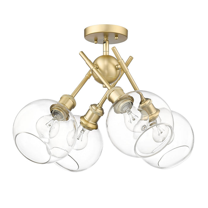 Golden 1945-SF BCB-GLOBE-CLR Four Light Semi-Flush Mount, Brushed Champagne Bronze