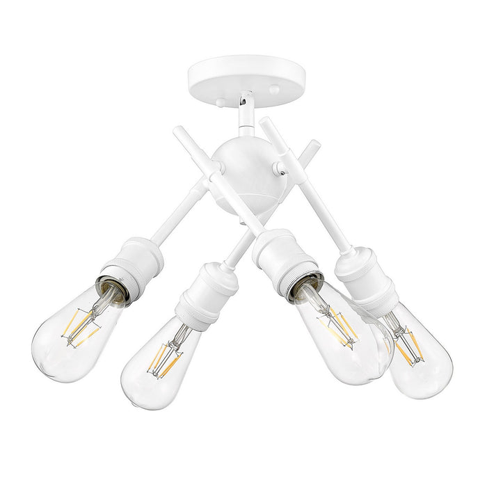 Golden 1945-SF WHT Four Light Semi-Flush Mount, Matte White