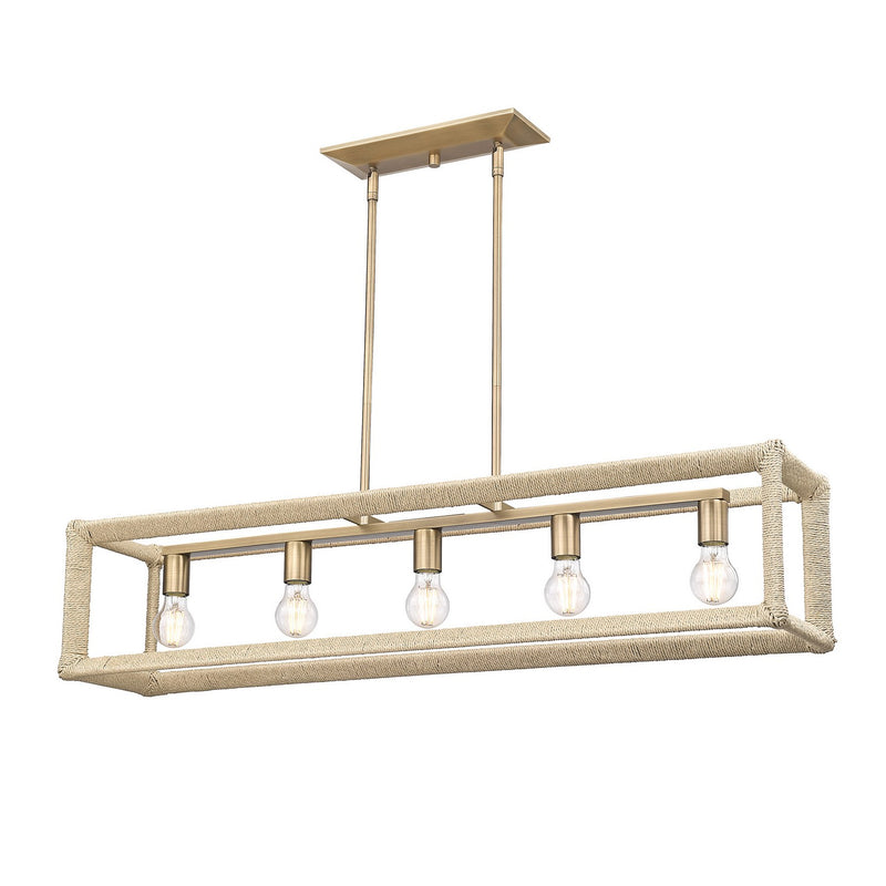 Golden 2075-LP MBS-LNR Five Light Linear Pendant, Modern Brass