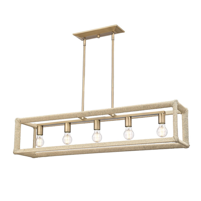 Golden 2075-LP MBS-LNR Five Light Linear Pendant, Modern Brass