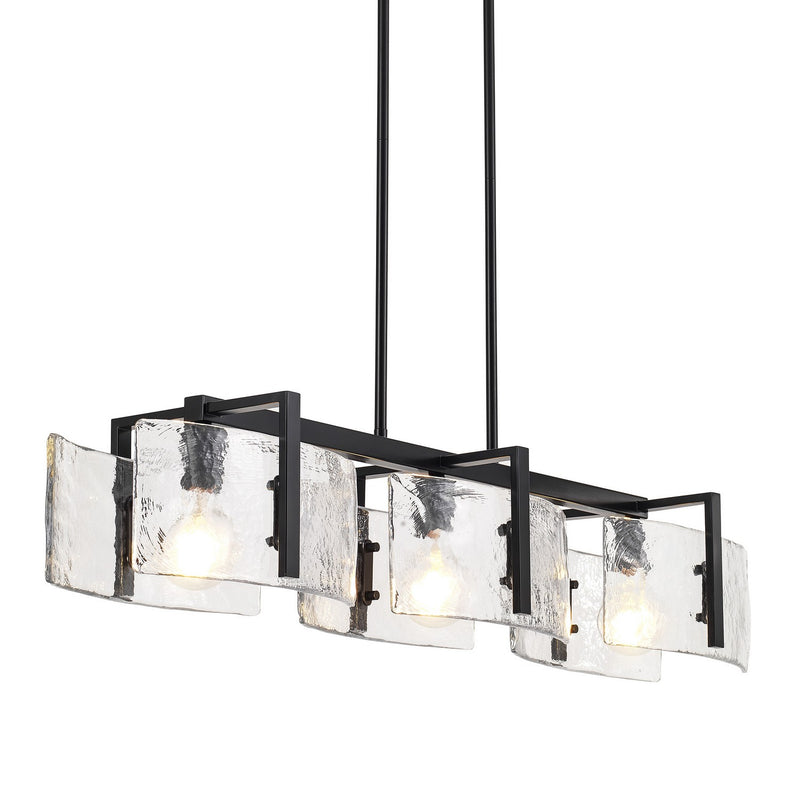 Golden 3164-LP BLK-HWG Three Light Linear Pendant, Matte Black