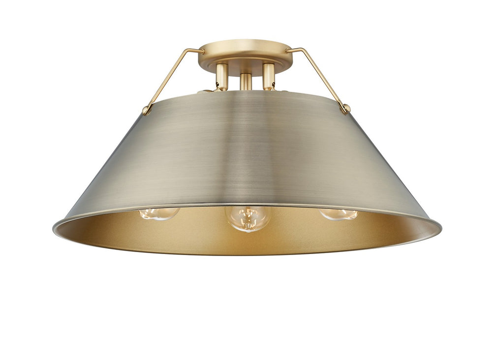 Golden 3306-3FM BCB-BCB Three Light Flush Mount, Brushed Champagne Bronze