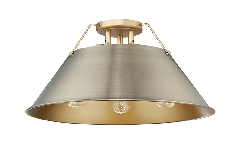 Golden 3306-3FM BCB-AB Three Light Flush Mount, Brushed Champagne Bronze
