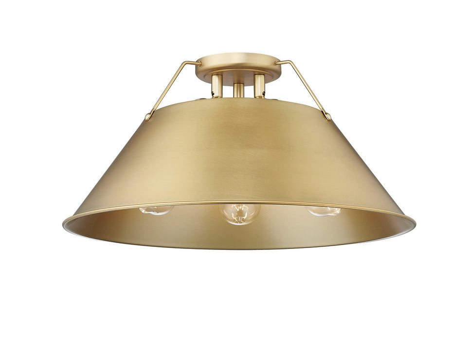 Golden 3306-3FM BCB-BCB Three Light Flush Mount, Brushed Champagne Bronze