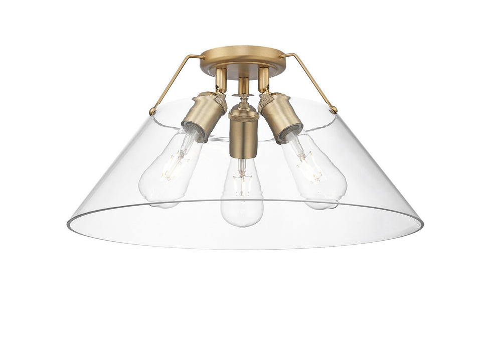 Golden 3306-3FM BCB-CLR Three Light Flush Mount, Brushed Champagne Bronze