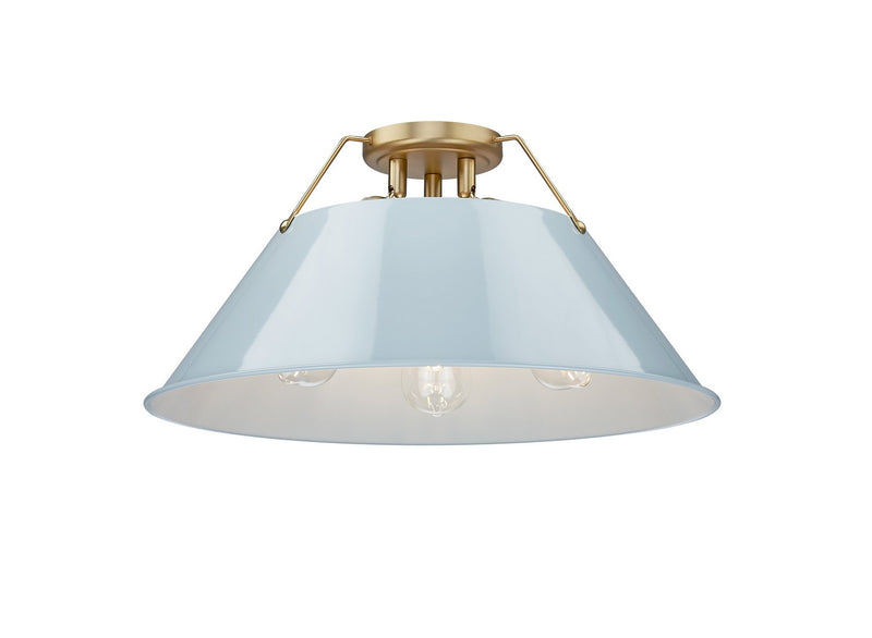 Golden 3306-3FM BCB-DB Three Light Flush Mount, Brushed Champagne Bronze