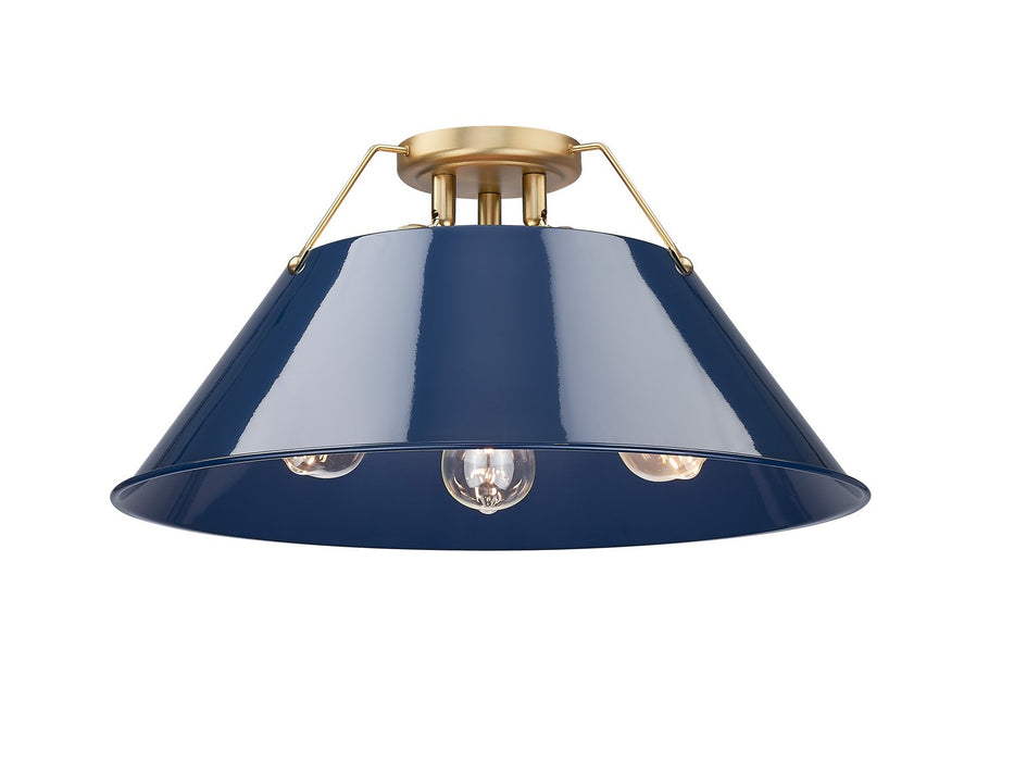 Golden 3306-3FM BCB-NVY Three Light Flush Mount, Brushed Champagne Bronze