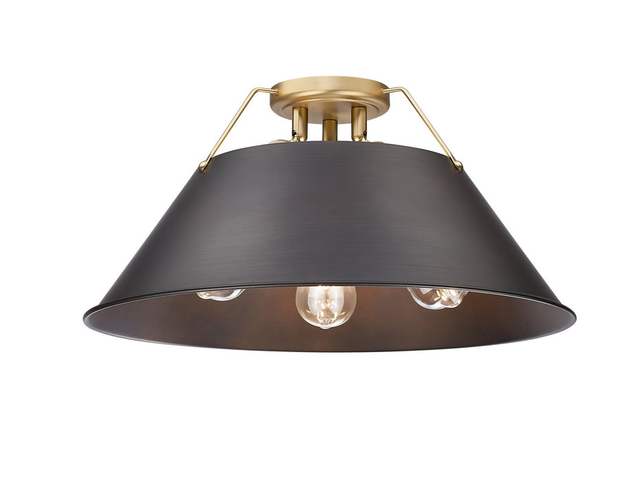 Golden 3306-3FM BCB-RBZ Three Light Flush Mount, Brushed Champagne Bronze