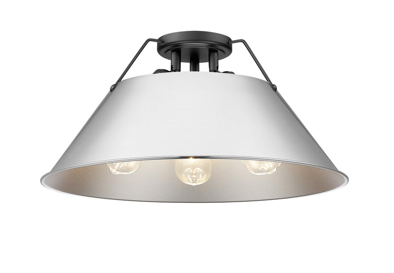 Golden 3306-3FM BLK-CH Three Light Flush Mount, Matte Black