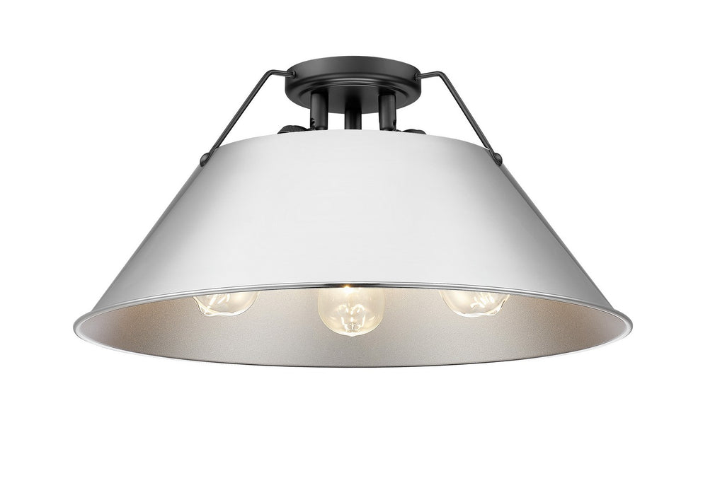 Golden 3306-3FM BLK-CH Three Light Flush Mount, Matte Black