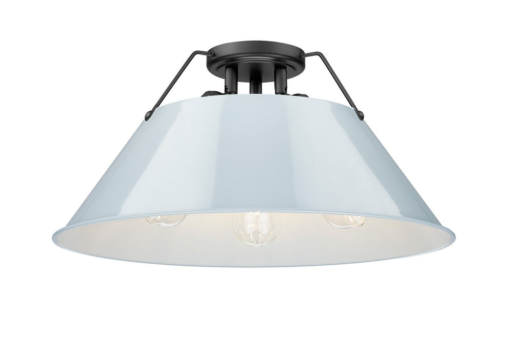 Golden 3306-3FM BLK-DB Three Light Flush Mount, Matte Black