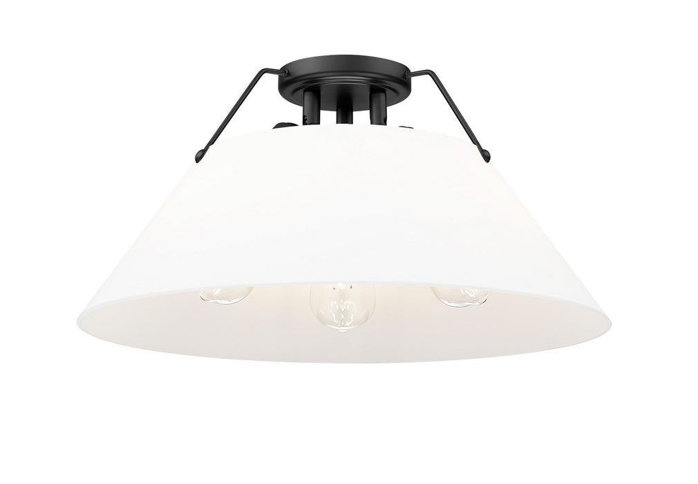 Golden 3306-3FM BLK-OP Three Light Flush Mount, Matte Black