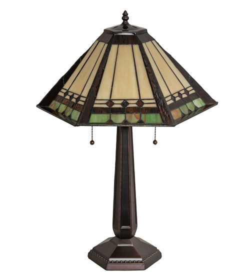Meyda Tiffany 82313 Two Light Table Lamp, Mahogany Bronze